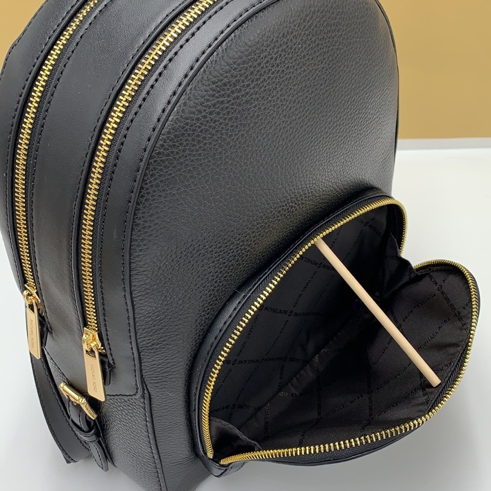 Michael Kors Jaycee Medium ZIP POCKET Pebbled Leather BackpackBLACK COL… - Picture 6 of 15